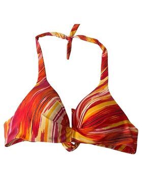 Beach Diva Women's Swimsuit Bikini Top Pink Orange Yellow White Size: 8